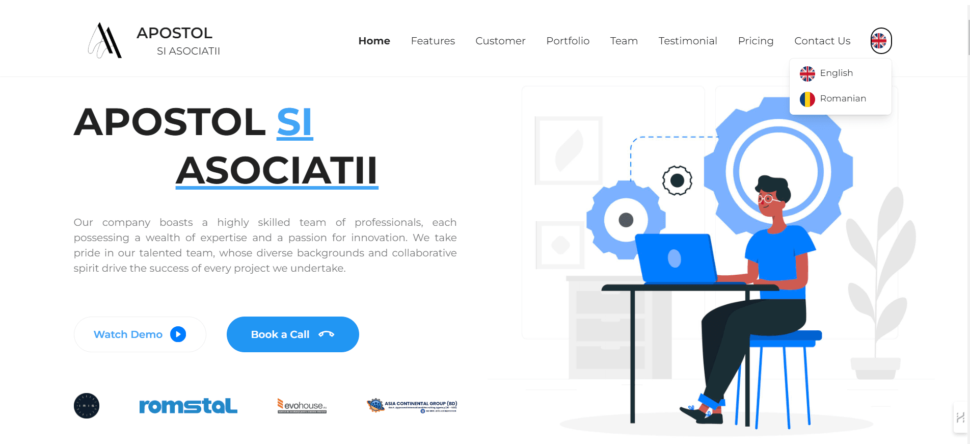 Apostol & Asociatii — Multilingual Business Landing Page — Landing Page project by Moeen Ul Qadir
